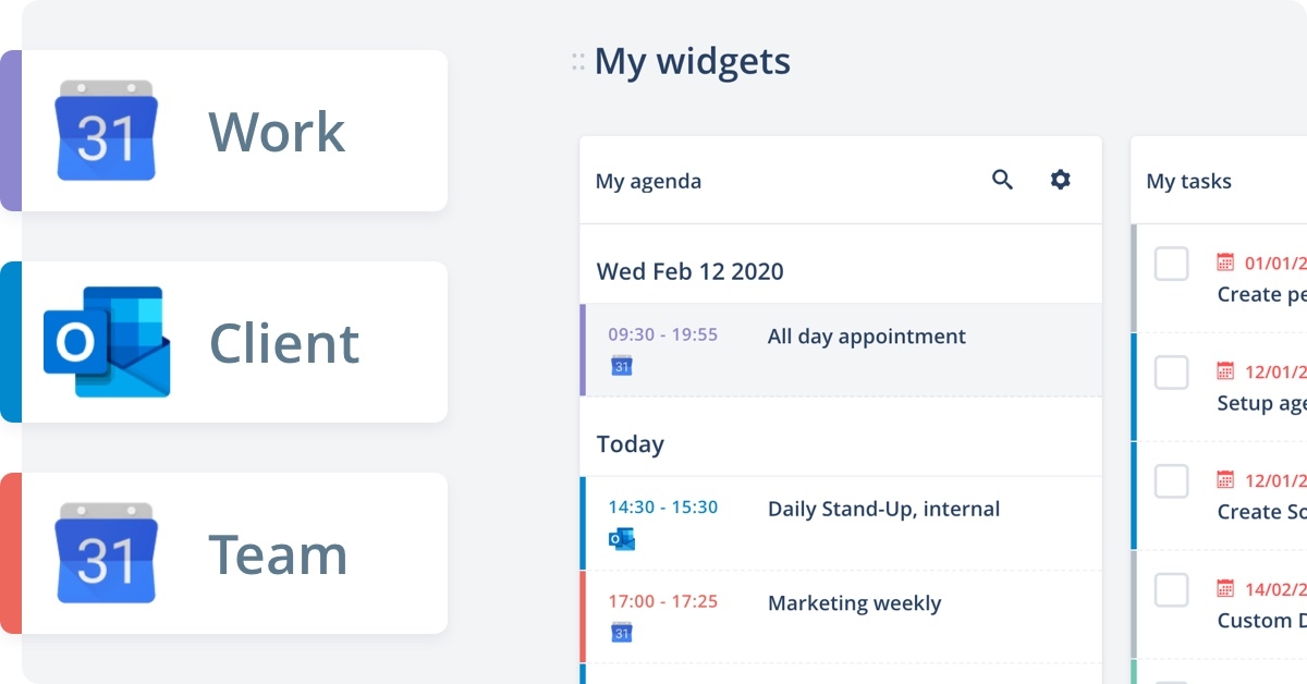 How to view multiple Google & Office 365 calendars in parallel from any device